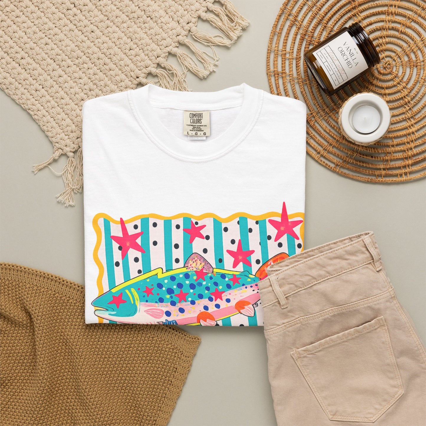 Fish Pattern T-Shirt — Colorful Retro Sea Life Graphic Tee