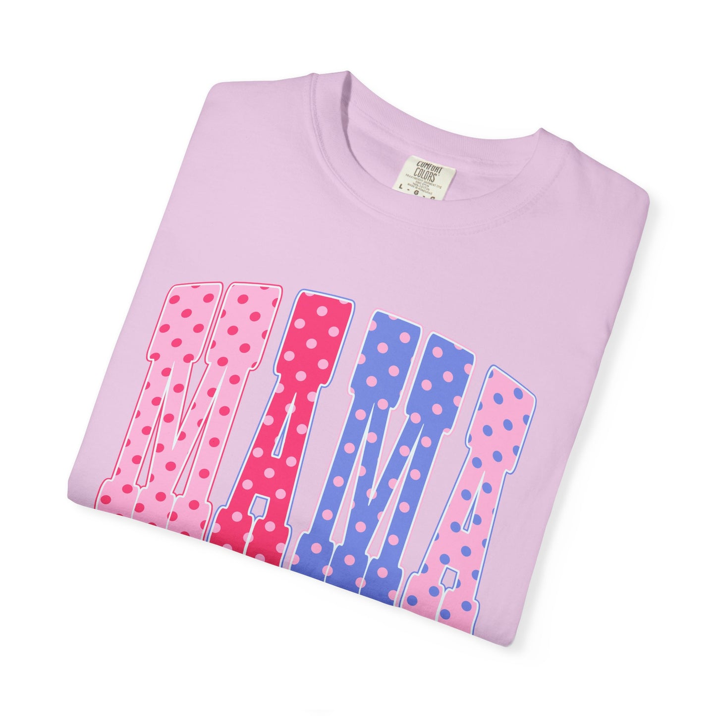 Mama Polka Dot Graphic T-Shirt — Pink & Purple Retro Mother's Day Tee