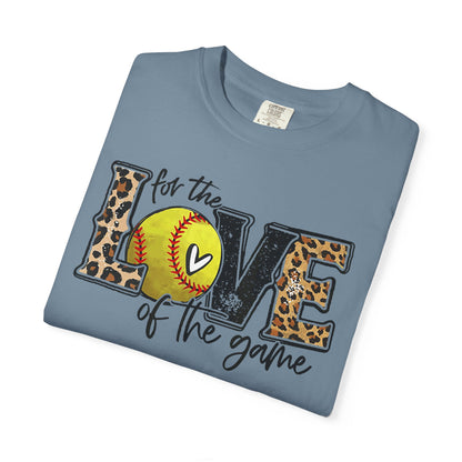 Love of the Game Softball T-Shirt — Leopard Print Tennis Ball Design