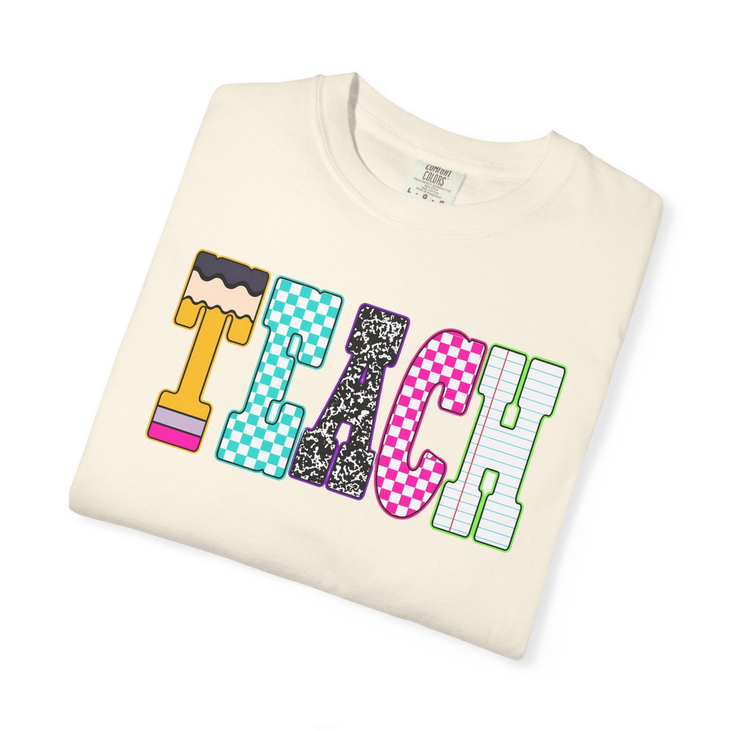 Teach Colorblock Graphic T-Shirt — Fun Teacher Appreciation Tee