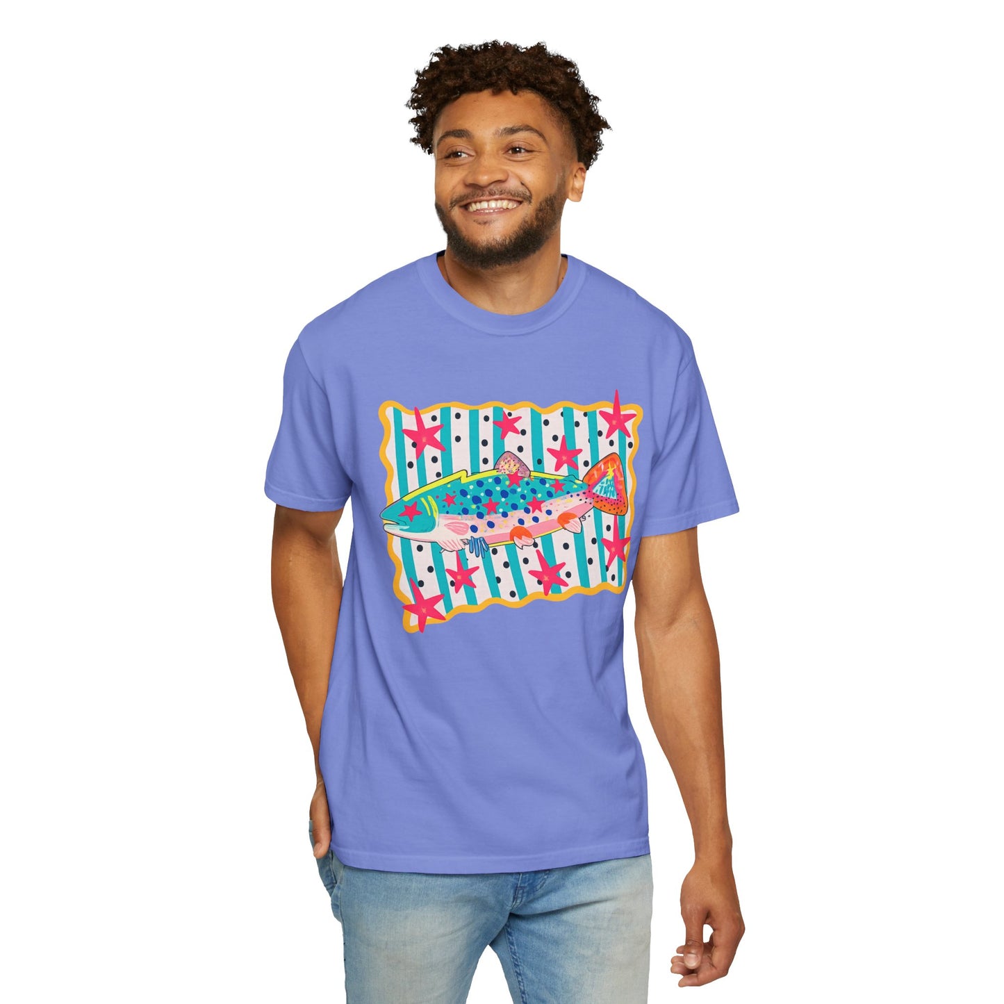 Fish Pattern T-Shirt — Colorful Retro Sea Life Graphic Tee