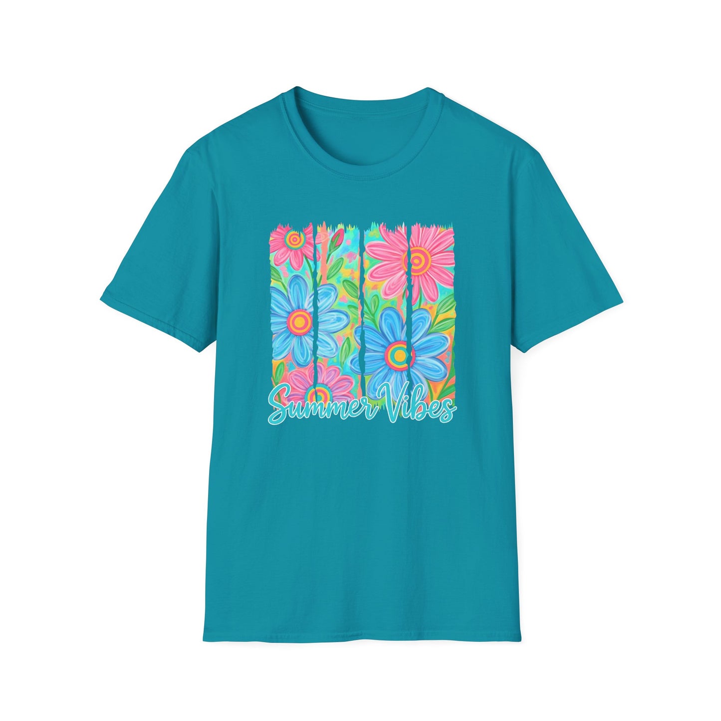 Summer vibes floral tee- Gildan softstyle