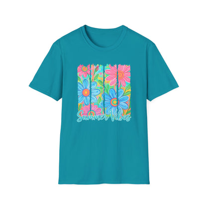 Summer vibes floral tee- Gildan softstyle