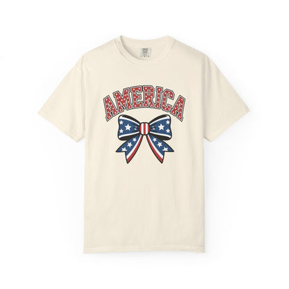 America Patriotic Bow T-Shirt — Stars & Stripes Fourth of July Tee