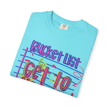 Get to Heaven T-Shirt — "Bucket List" Colorful Notebook Graphic