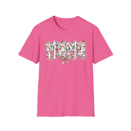 Mama Floral Typography T-Shirt — 'MAMA' Bow Graphic, Cute Mother's Day Gift