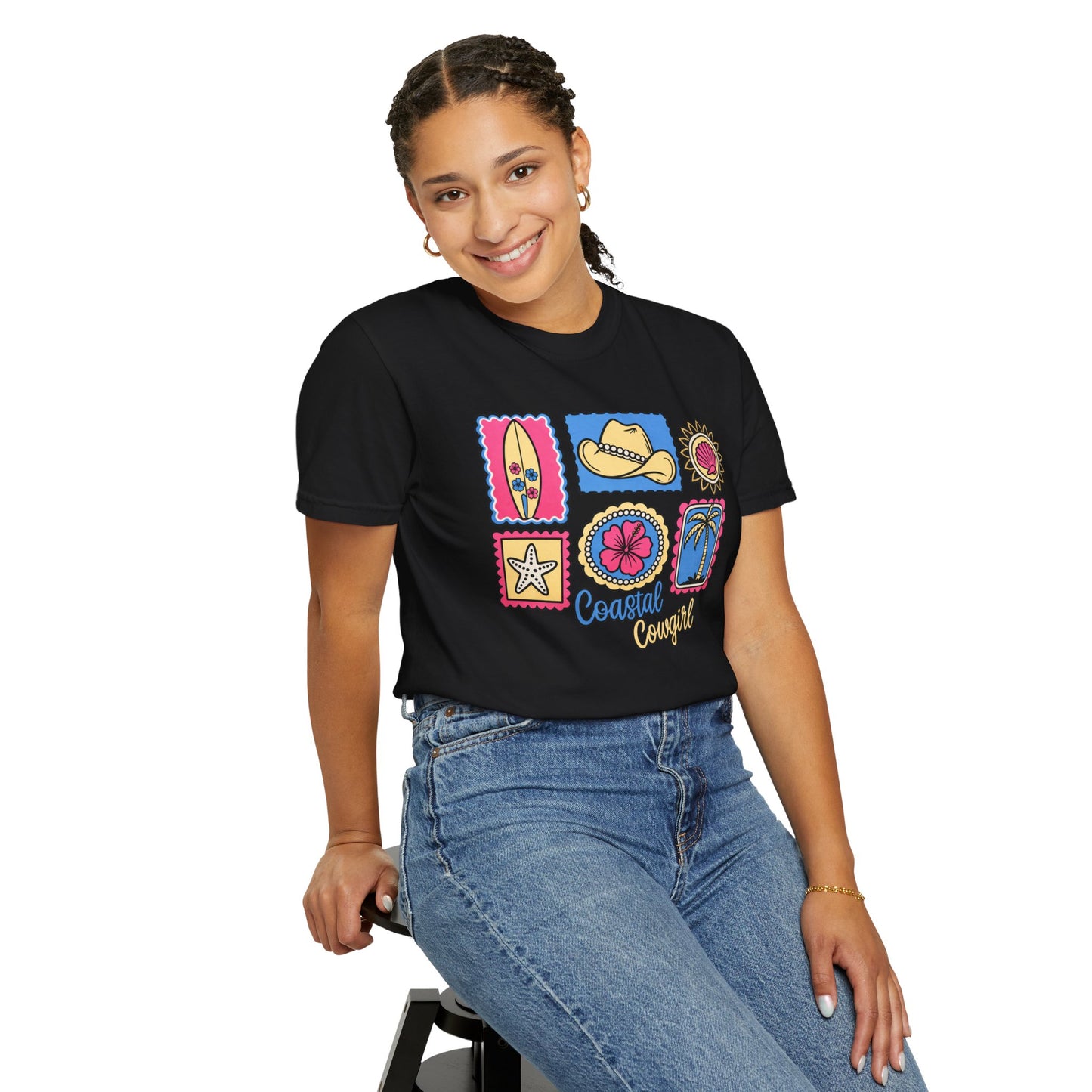 Coastal Cowgirl Graphic T-Shirt — Retro Beach Icons Tee