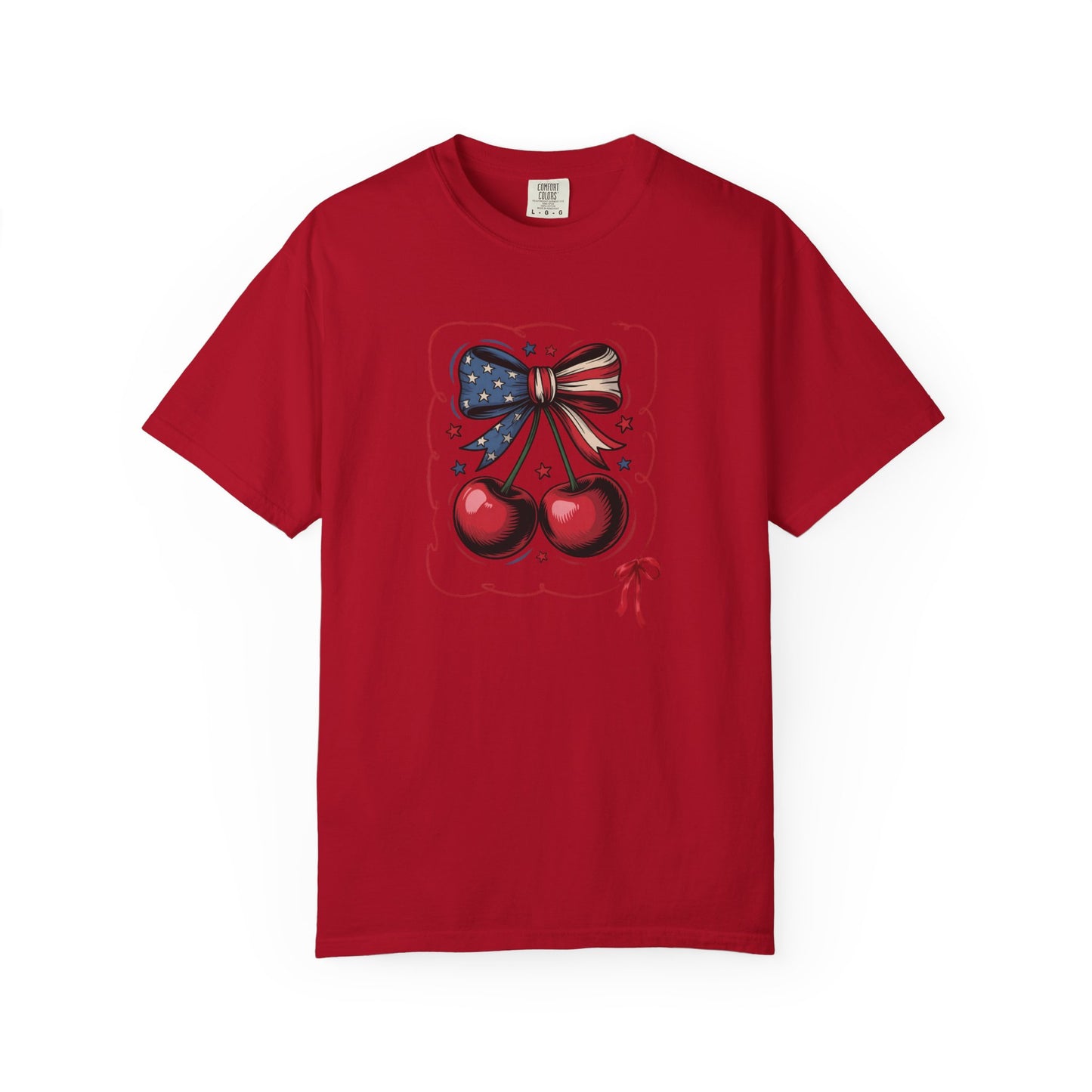 American Flag Cherry T-Shirt — Patriotic Bow Cherry Graphic Tee